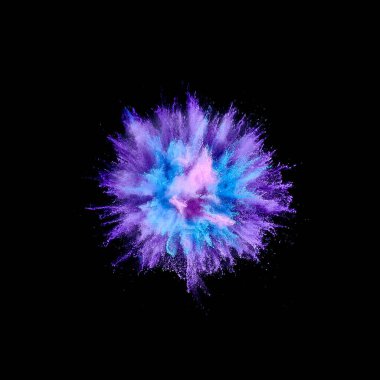 Renkli barut patlaması. Arka planda soyut yakın çekim tozu. Renkli bir patlama. Boya deliği