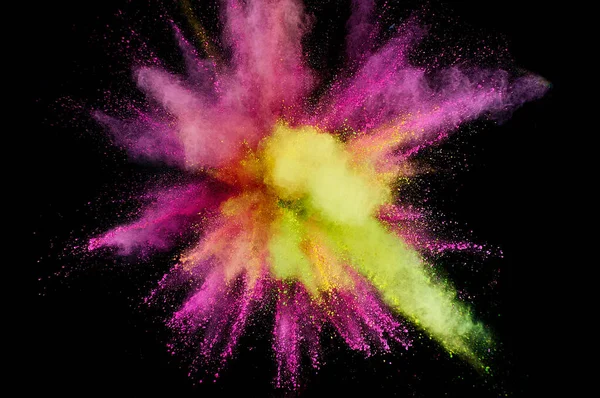 Έγχρωμη Έκρηξη Σκόνης Αφηρημένη Σκόνη Closeup Στο Φόντο Πολύχρωμο Εκραγεί — Φωτογραφία Αρχείου