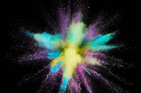 Colored Powder Explosion Abstract Closeup Dust Backdrop Colorful Explode Paint — Stock Photo, Image