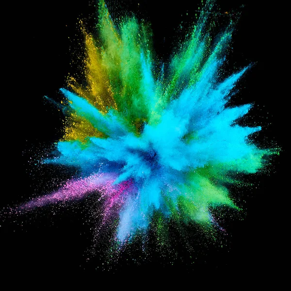 Farbige Pulverexplosion Abstrakte Nahaufnahme Staub Auf Hintergrund Bunt Explodiert Paint — Stockfoto