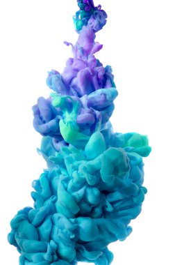 Suda mürekkep. Splash Boya karıştırma. Çok renkli sıvı boya. Arka plan rengi