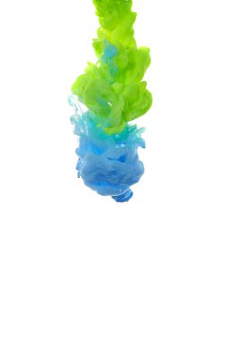 Suda mürekkep. Sıçrama boyası karışımı. Çok renkli sıvı boya. Soyut heykel arkaplan rengi