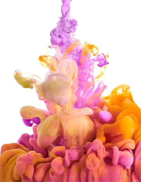 Atrament Wodzie Splash Mieszania Farb Wielobarwny Ciekłego Barwnika Streszczenie Tło — Zdjęcie stockowe