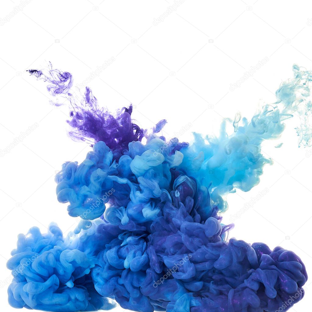 Ink in water. Splash paint mixing. Multicolored liquid dye. Abstract  sculpture background color