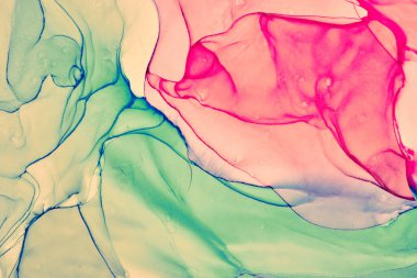 Alkol mürekkebi renkleri saydam. Soyut çok renkli mermer desen arkaplanı. Tasarım kağıdı, duvar kağıdı. Akrilik boyaları karıştırıyorum. Modern akışkan sanat. Alkol Mürekkebi Deseni