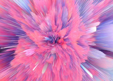 Patlama rengarenk ışınları. Parlak dinamik sahne. Sihir hızlı ilerliyor. Hologram görüntüsü. Parlak bulanık dalgalar. Havalı uzay parlak fantezi soyut arka plan. Geleceğin teknolojisi. 3B illüstrasyon. 