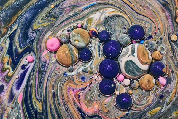 Kleurrijke Acrylbellen Vloeibare Kunst Marmeren Textuur Achtergrond Abstracte Iriserende Verf — Stockfoto