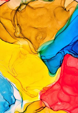 Akışkan sanat mermer dokusu. Arkaplan soyut yanardöner boya efekti. Sıvı akrilik sanat eserleri akar ve su sıçratır. İç mekan posteri için karışık boyalar. Alkol mürekkebi renkleri saydam. Tasarım kağıdı 