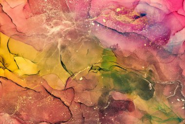 Alkol mürekkebi renkleri saydam. Soyut çok renkli mermer desen arkaplanı. Tasarım kağıdı, duvar kağıdı. Akrilik boyaları karıştırıyorum. Modern akışkan sanat. Alkol Mürekkebi Deseni