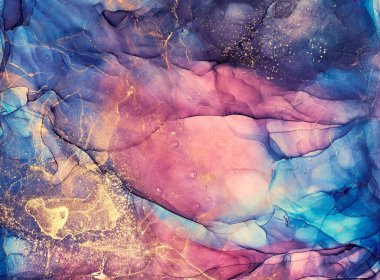 Alkol mürekkebi renkleri saydam. Soyut çok renkli mermer desen arkaplanı. Tasarım kağıdı, duvar kağıdı. Akrilik boyaları karıştırıyorum. Modern akışkan sanat. Alkol Mürekkebi Deseni