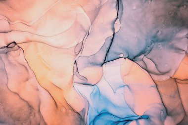 Alkol mürekkebi renkleri saydam. Soyut çok renkli mermer desen arkaplanı. Tasarım kağıdı, duvar kağıdı. Akrilik boyaları karıştırıyorum. Modern akışkan sanat. Alkol Mürekkebi Deseni