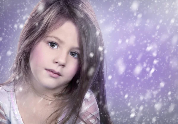 Little winter snow princess — Stock Photo, Image
