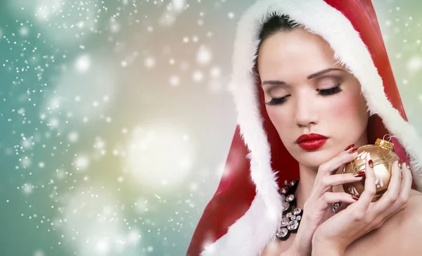 Gyönyörű karácsonyi nő — Stock Fotó
