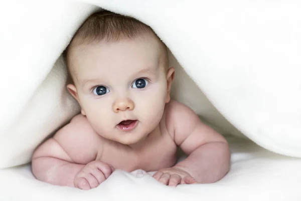 Baby under blanket — Stock Photo, Image