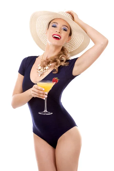 Fashion summer caucasian woman with perfect skin — Stock Photo, Image