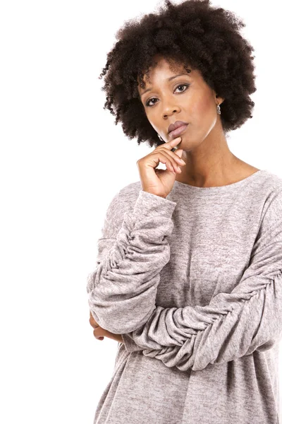 Mujer casual negro sobre fondo blanco — Foto de Stock