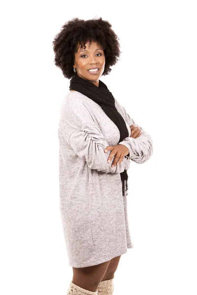 Mujer casual negro sobre fondo blanco —  Fotos de Stock