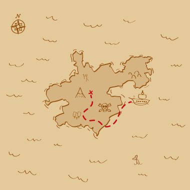 Vektör basit el korsan harita