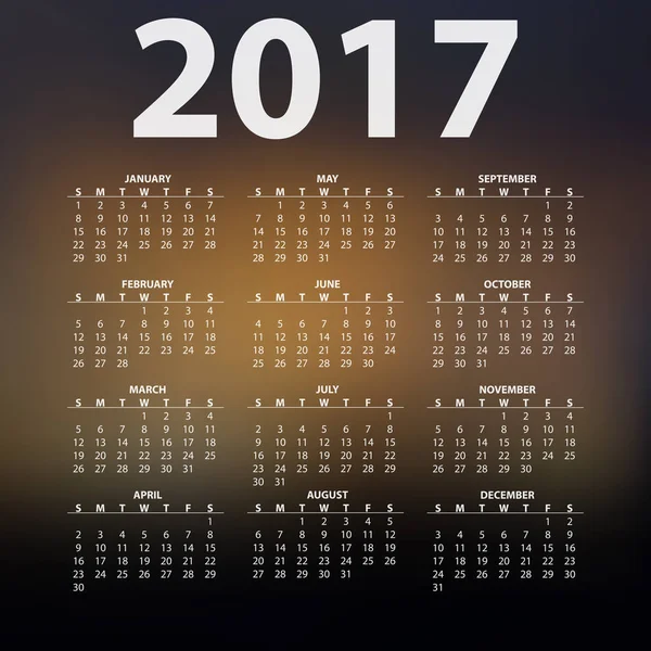 Modern vector calendar for year 2017 — Stock Vector