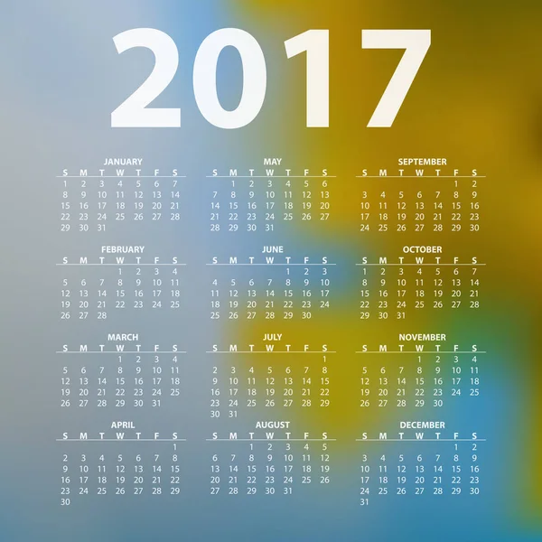 Kalender vektor modern untuk tahun 2017 - Stok Vektor
