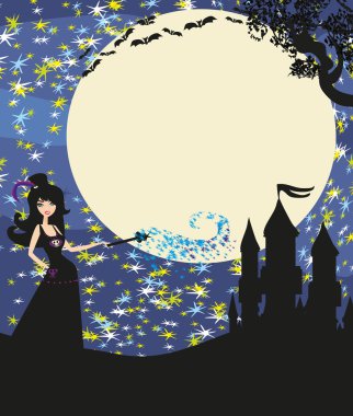 Cadılar bayramı daveti ile güzel cadı 