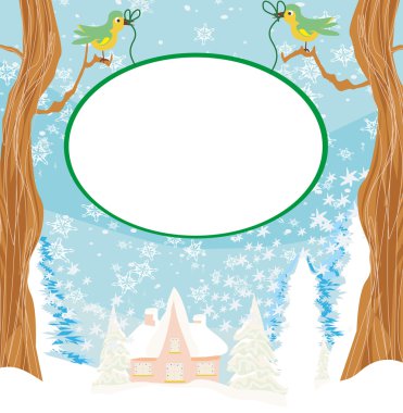 Noel kış kuşlar grafik tasarım