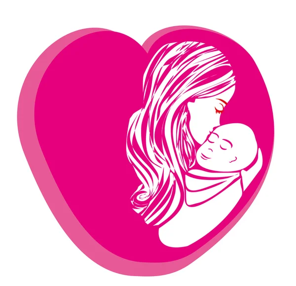 Mother kissing her child. Happy Mothers Day. Greeting card. Vect — Stock Vector