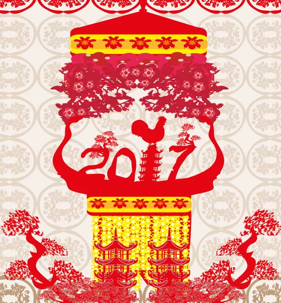 Oriental feliz año nuevo chino 2017 — Archivo Imágenes Vectoriales