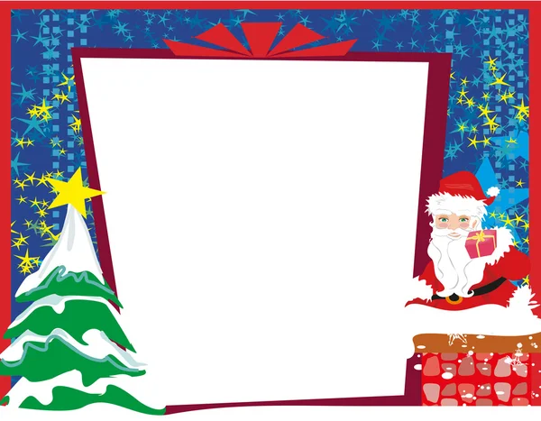 Tarjeta de Navidad abstracta con Santa Claus y fram árbol de Navidad — Archivo Imágenes Vectoriales