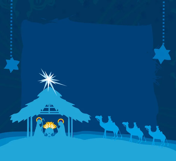 Geboorte van Jezus in Bethlehem kaart — Stockvector
