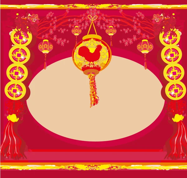 Anno di progettazione del gallo per la celebrazione del capodanno cinese — Vettoriale Stock