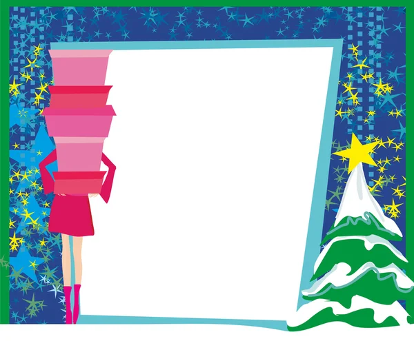 Χριστουγεννιάτικα ψώνια - χειμερινή κάρτα πώλησης — Διανυσματικό Αρχείο