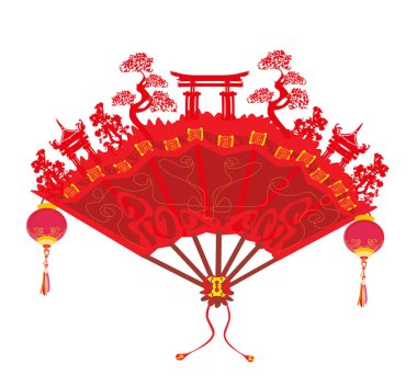 Güzel Japonya soyut eski binalar - kartı