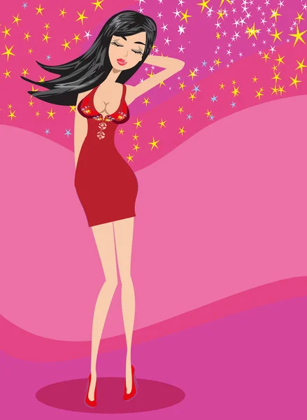 Glamour party background with sexy dancing woman — Stock Vector