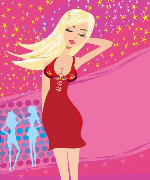 Glamour Party Hintergrund mit sexy tanzende Frau — Stockvektor