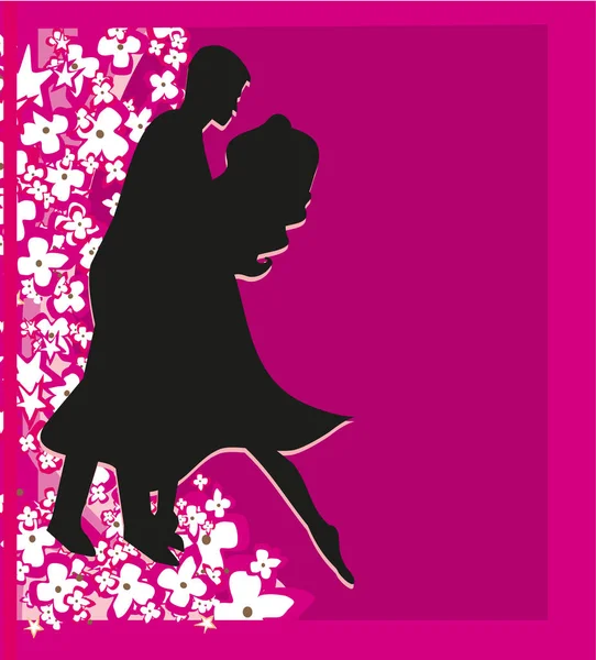 Ballroom dansers silhouette - uitnodiging — Stockvector