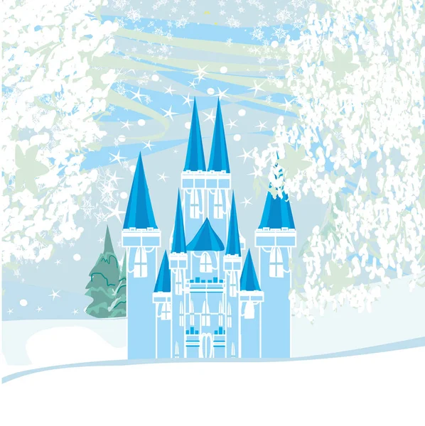 Winter landscape with castle. — Stock Vector