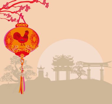 Çin Yeni Yıl Kutlaması için horoz tasarımı yılı