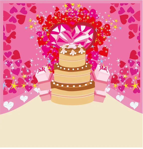 Mutlu doğum günü pastası kartı — Stok Vektör