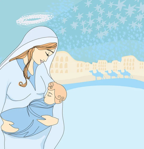 Vierge et enfant Jésus — Image vectorielle