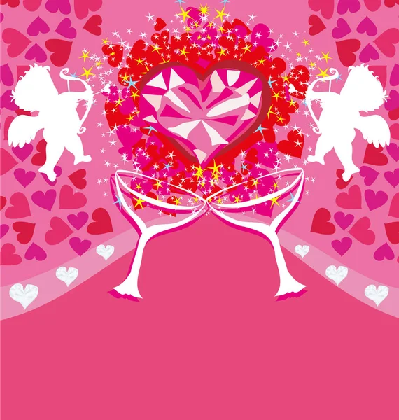 Happy valentines day - card with cupids — Stock Vector