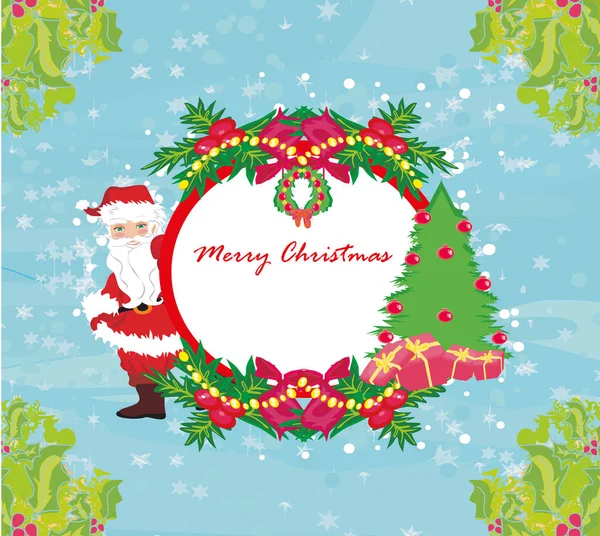 Tarjeta de felicitación de Navidad con Santa Claus — Vector de stock