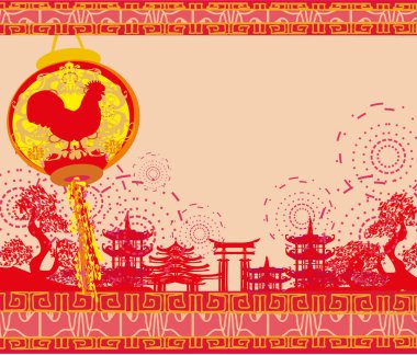 Çin Yeni Yıl Kutlaması için horoz tasarımı yılı