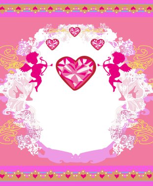 Sevimli sevgililer günü kartı ve cupidleri 