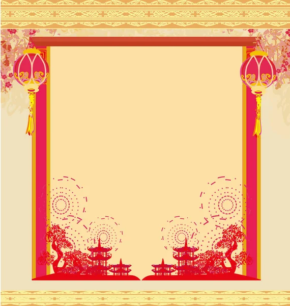 Oriental Happy Chinese nieuwjaarskaart — Stockvector