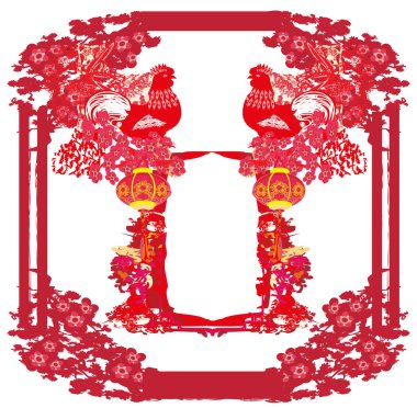 horoz - yeni yıl tebrik kartı tasarım yılı