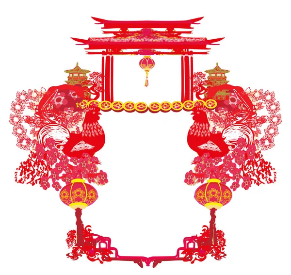 Год дизайна петуха для празднования китайского Нового года — стоковый вектор