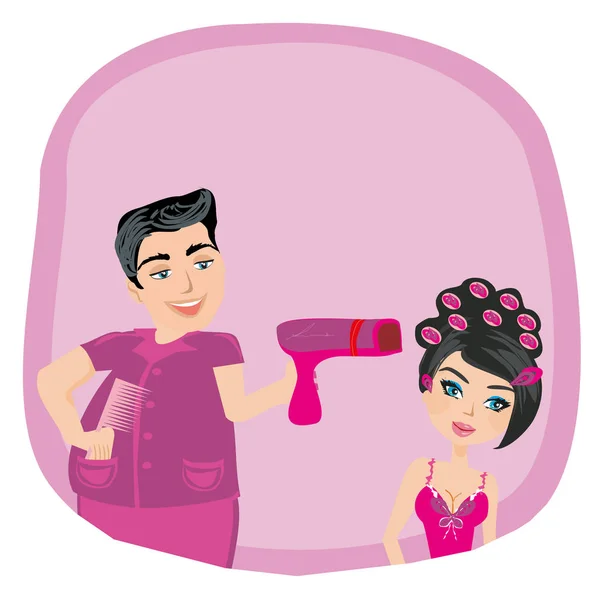 Salone di parrucchiere - flyer donna — Vettoriale Stock