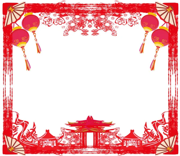 Fête de la mi-automne pour le Nouvel An chinois - cadre — Image vectorielle