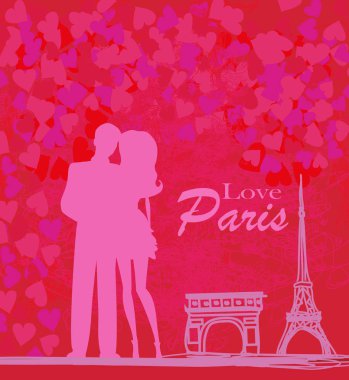 Paris 'te romantik bir çift 